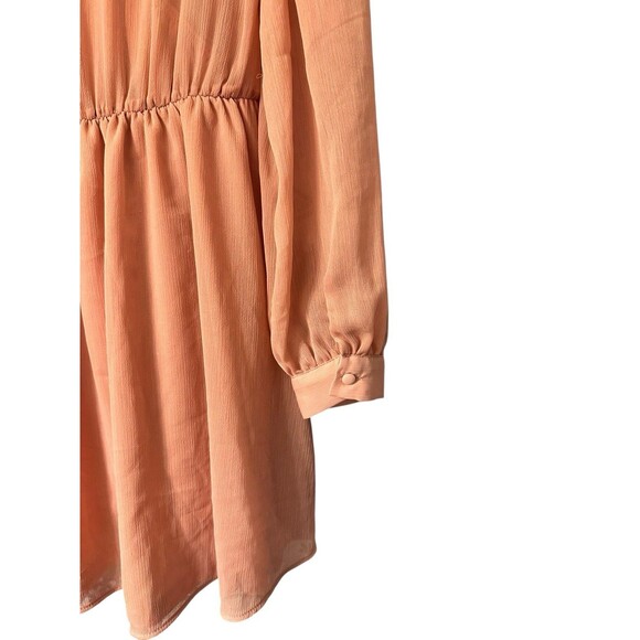 Zara Women’s Pink Peach Long Sleeve V Neck Ruffle Breathable Dress Size Small - Picture 3 of 6